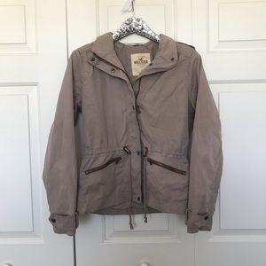 Hollister Khaki Rain Jacket L